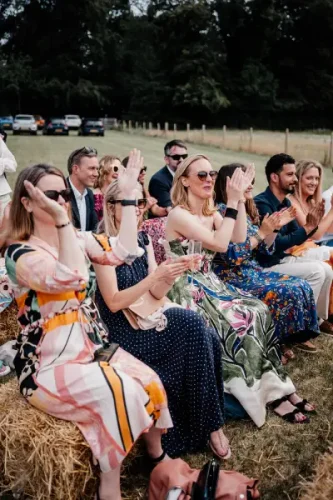 Wedding party applauding