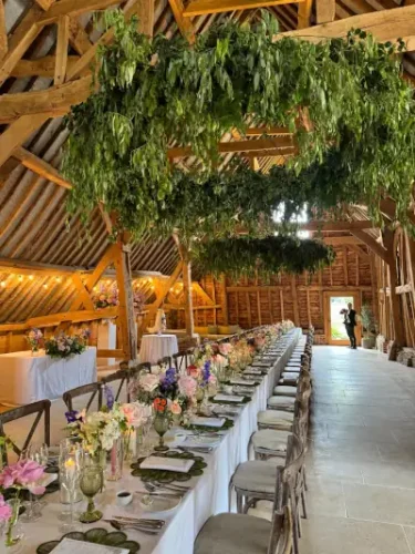 Wedding table in barn